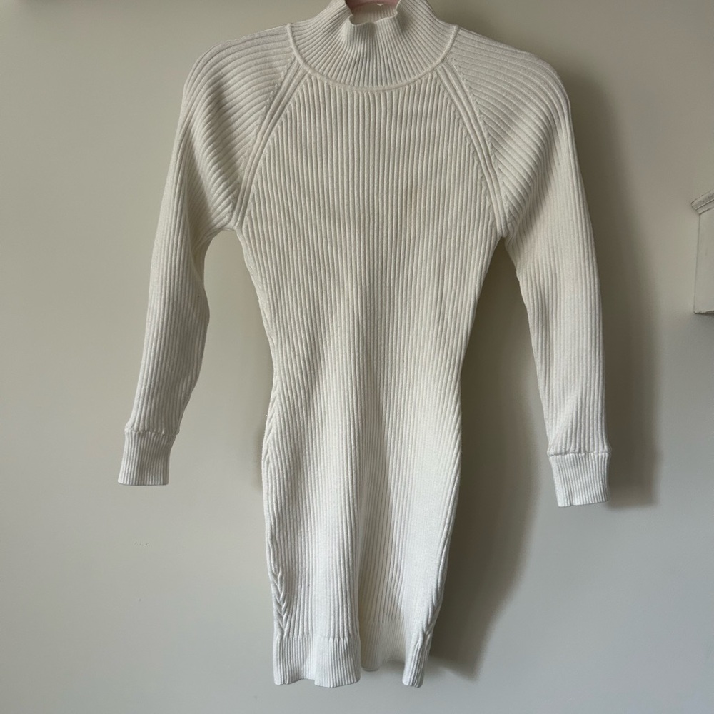Bardot Cream Ribbed Knit Dress